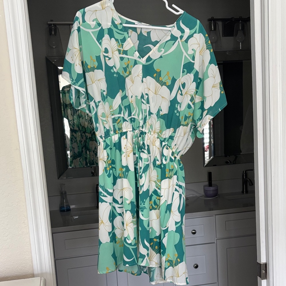 Staccato Teal and White Floral Dress